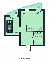 2-комнатная квартира 40,83 м2 ЖК «Никольский парк»