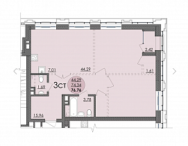 1-комнатная квартира 76.76 м2 ЖК «Richmond Residence»