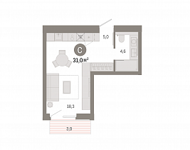 Студия 31 м2 ЖК «Город на озере»