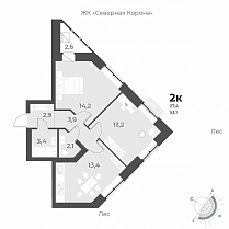 2-комнатная квартира 53 м2 ЖК «Дежнев»
