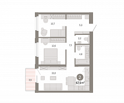 2-комнатная квартира 68 м2 ЖК «Город на озере»
