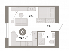 Студия 31 м2 ЖК «Город на озере»