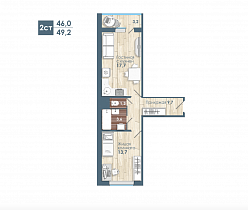 2-комнатная студия 49.2 м2 ЖК «Чистая слобода»