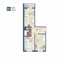 3-комнатная студия 65.3  м2 ЖК «Чистая слобода»