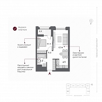 2-комнатная квартира 42,8 м2 ЖК «Нобель»
