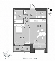1-комнатная квартира 39,8 м2 ЖК «Нормандия-Неман»