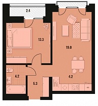 2-комнатная квартира 47.3 м2 ЖК «Академия»