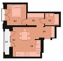 2-комнатная квартира 47.5 м2 ЖК «Академия»