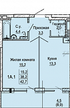 1-комнатная квартира 42 м2 ЖК «LUNA»