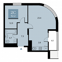 2-комнатная квартира 52.2 м2 ЖК «Беринг»