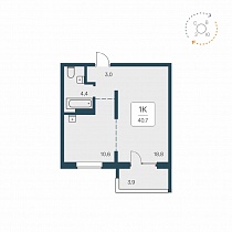 1-комнатная квартира 40.7 м2 ЖК Эко-квартал «на Кедровой»
