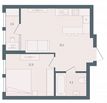 1-комнатная квартира 43,8 м2 «Кварталы Немировича»